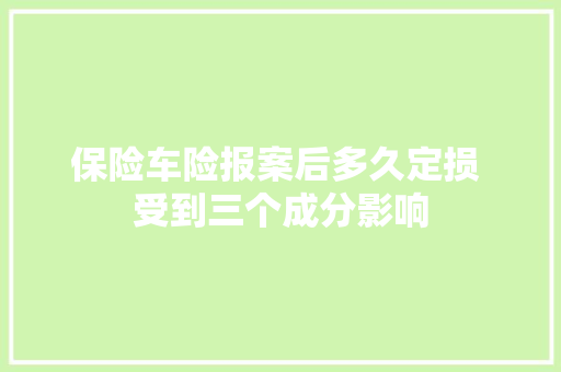 保险车险报案后多久定损 受到三个成分影响
