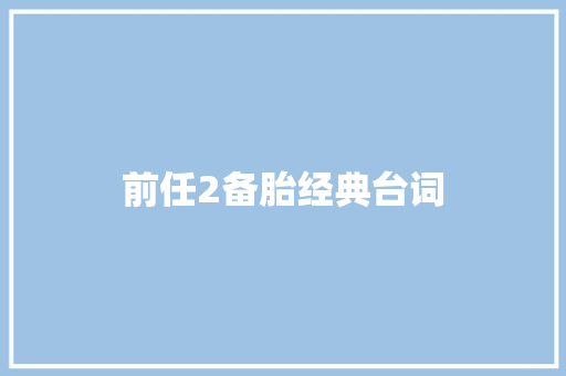 前任2备胎经典台词