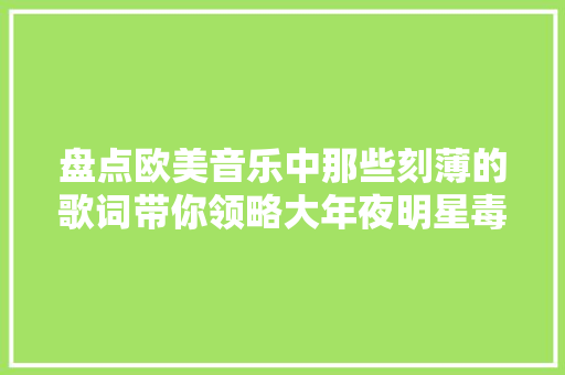 盘点欧美音乐中那些刻薄的歌词带你领略大年夜明星毒舌