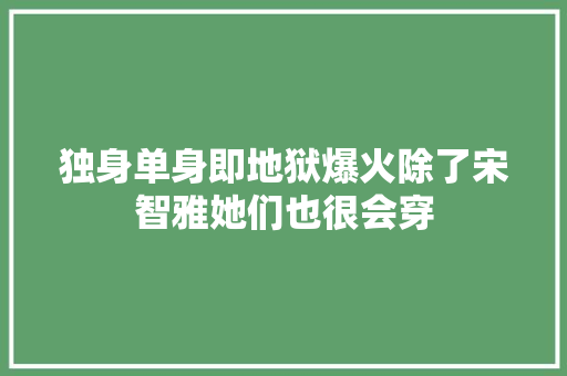 独身单身即地狱爆火除了宋智雅她们也很会穿