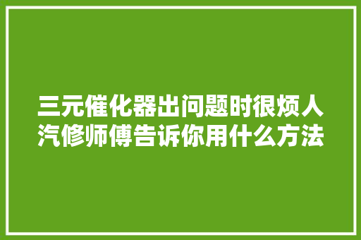 三元催化器出问题时很烦人汽修师傅告诉你用什么方法解决最好