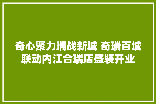 奇心聚力瑞战新城 奇瑞百城联动内江合瑞店盛装开业