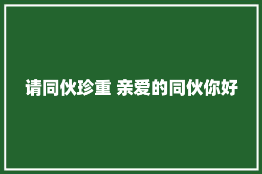 请同伙珍重 亲爱的同伙你好