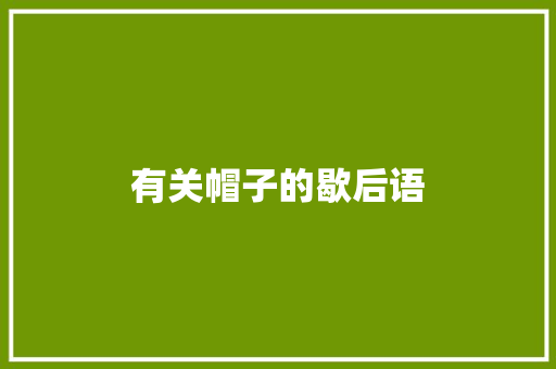 有关帽子的歇后语