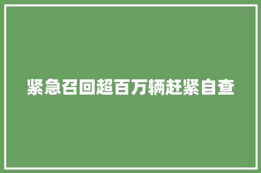 紧急召回超百万辆赶紧自查