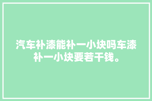 汽车补漆能补一小块吗车漆补一小块要若干钱。