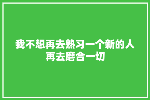 我不想再去熟习一个新的人再去磨合一切
