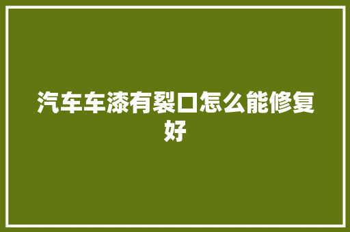 汽车车漆有裂口怎么能修复好 汽车知识