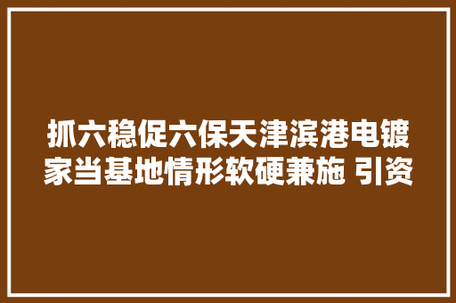 抓六稳促六保天津滨港电镀家当基地情形软硬兼施 引资逆势上扬