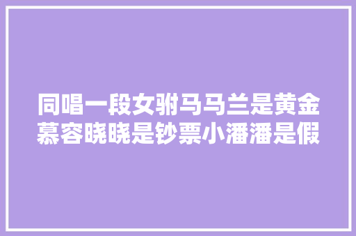 同唱一段女驸马马兰是黄金慕容晓晓是钞票小潘潘是假币