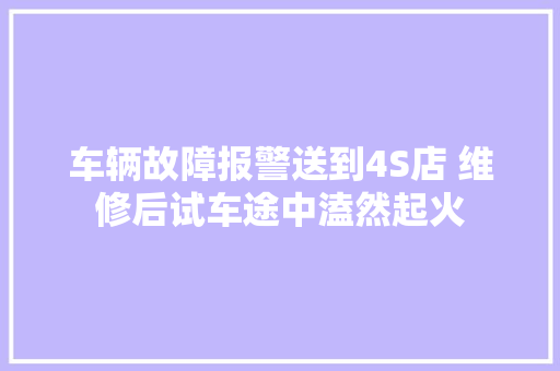 车辆故障报警送到4S店 维修后试车途中溘然起火