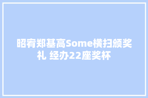 昭宥郑基高Some横扫颁奖礼 经办22座奖杯