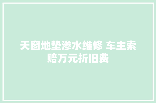 天窗地垫渗水维修 车主索赔万元折旧费