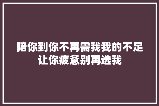 陪你到你不再需我我的不足让你疲惫别再选我