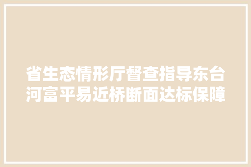 省生态情形厅督查指导东台河富平易近桥断面达标保障工作