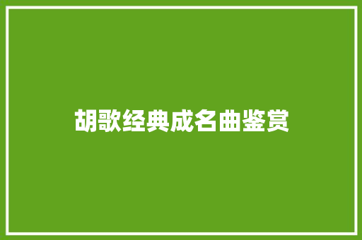 胡歌经典成名曲鉴赏