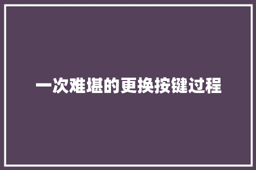 一次难堪的更换按键过程
