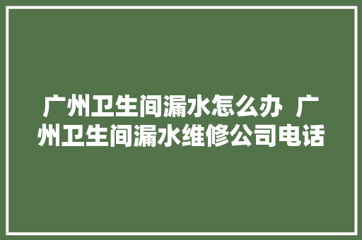 广州卫生间漏水怎么办  广州卫生间漏水维修公司电话
