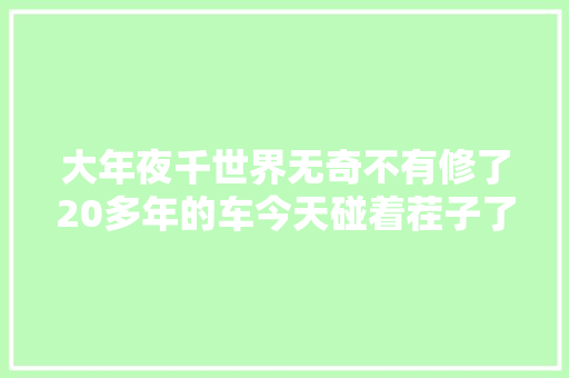 大年夜千世界无奇不有修了20多年的车今天碰着茬子了
