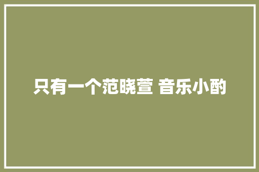 只有一个范晓萱 音乐小酌