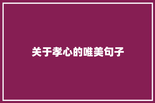 关于孝心的唯美句子