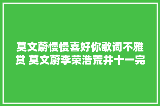 莫文蔚慢慢喜好你歌词不雅赏 莫文蔚李荣浩荒井十一完美合作