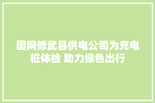 国网修武县供电公司为充电桩体检 助力绿色出行