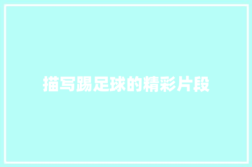描写踢足球的精彩片段 知识百科