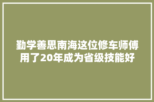 勤学善思南海这位修车师傅用了20年成为省级技能好手