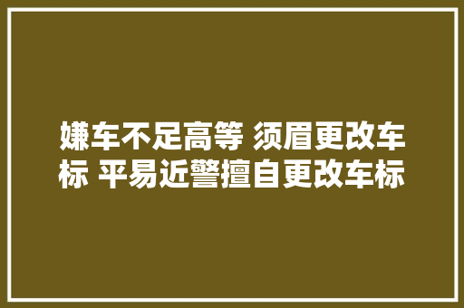 嫌车不足高等 须眉更改车标 平易近警擅自更改车标属违法行为