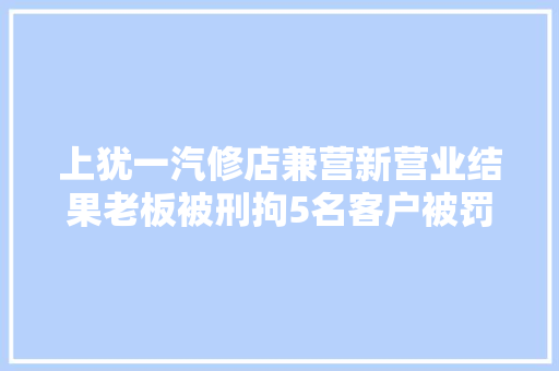 上犹一汽修店兼营新营业结果老板被刑拘5名客户被罚