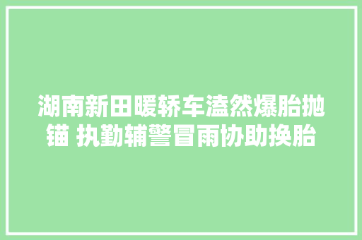 湖南新田暖轿车溘然爆胎抛锚 执勤辅警冒雨协助换胎