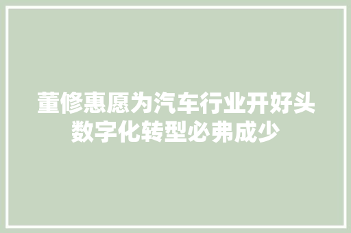 董修惠愿为汽车行业开好头数字化转型必弗成少