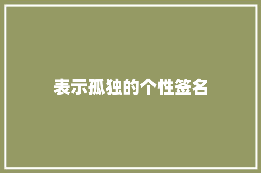表示孤独的个性签名