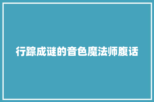 行踪成谜的音色魔法师腹话