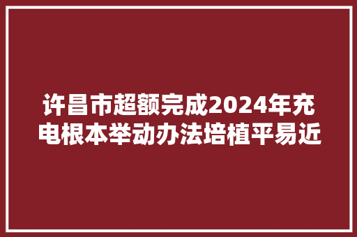 许昌市超额完成2024年充电根本举动办法培植平易近生实事工作责任