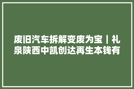 废旧汽车拆解变废为宝｜礼泉陕西中凯创达再生本钱有限公司一线见闻
