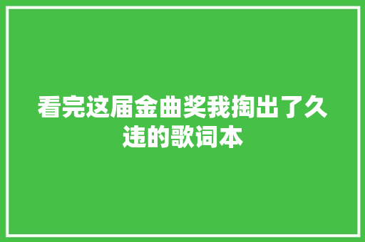 看完这届金曲奖我掏出了久违的歌词本