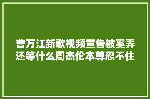 曹万江新歌视频宣告被奚弄还等什么周杰伦本尊忍不住了开团