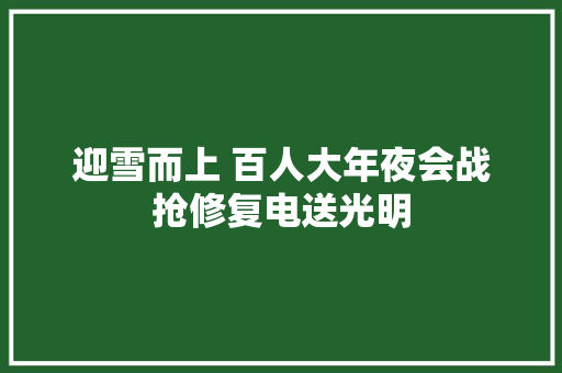 迎雪而上 百人大年夜会战抢修复电送光明