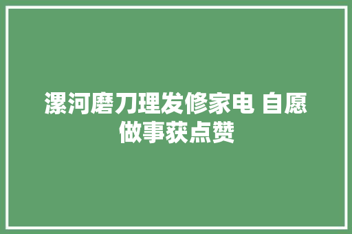 漯河磨刀理发修家电 自愿做事获点赞