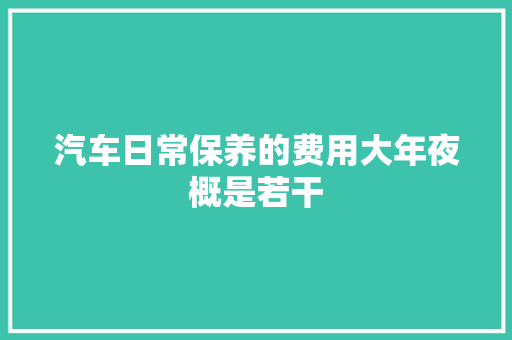 汽车日常保养的费用大年夜概是若干