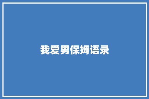 我爱男保姆语录