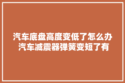 汽车底盘高度变低了怎么办 汽车减震器弹簧变短了有些什