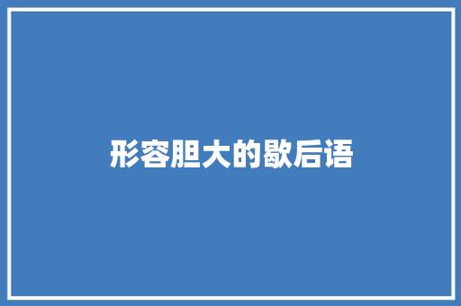 形容胆大的歇后语