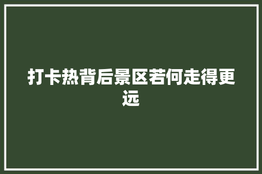 打卡热背后景区若何走得更远