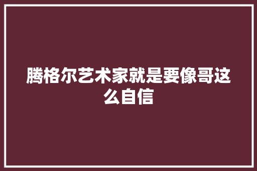 腾格尔艺术家就是要像哥这么自信
