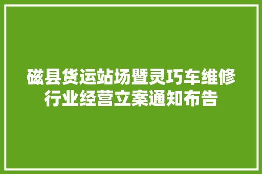 磁县货运站场暨灵巧车维修行业经营立案通知布告