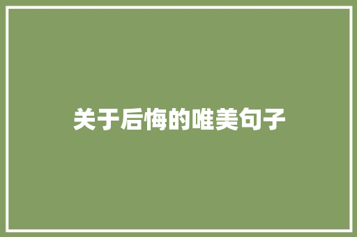 关于后悔的唯美句子