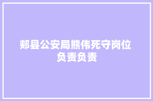 郏县公安局熊伟死守岗位 负责负责